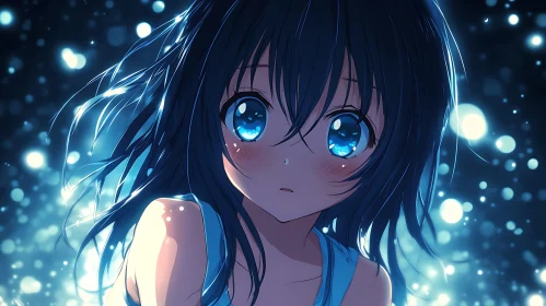 Starry-Eyed Anime Girl in a Night Glow