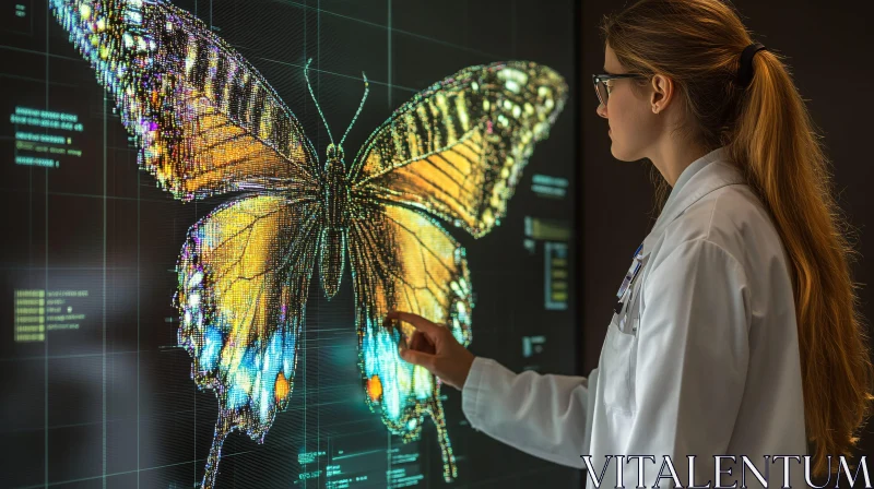 AI ART Woman Scientist and Butterfly Display