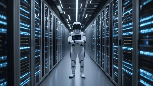 Data Guardian Astronaut in Server Room