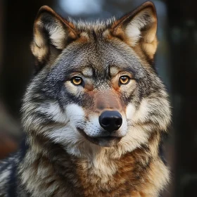 Detailed Wolf Face Close-Up