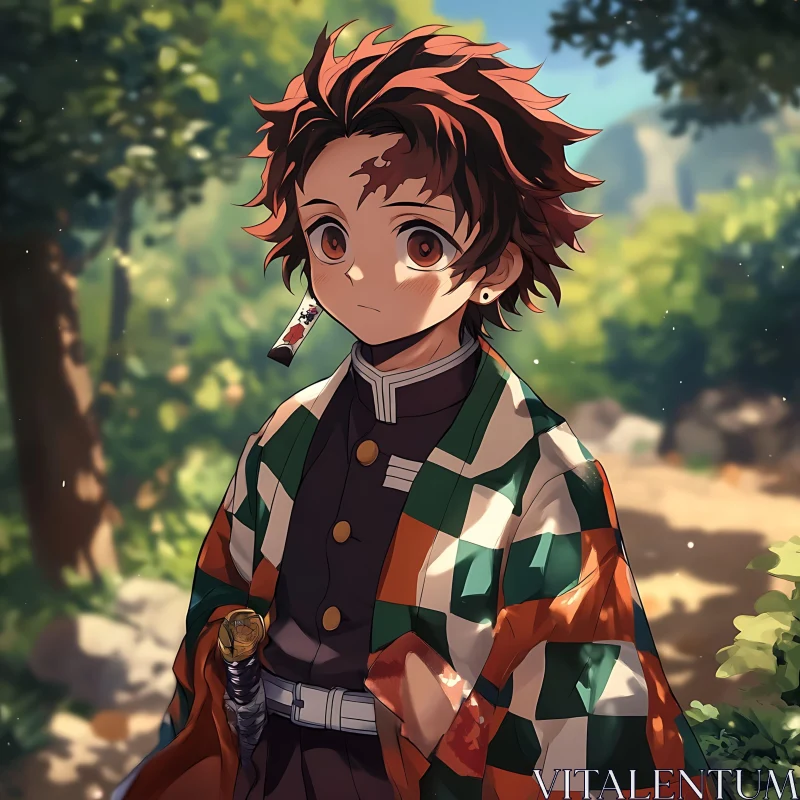 Serene Anime Scene with a Sword-Wielding Character AI Image