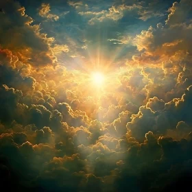 Golden Light Celestial Cloudscape Art