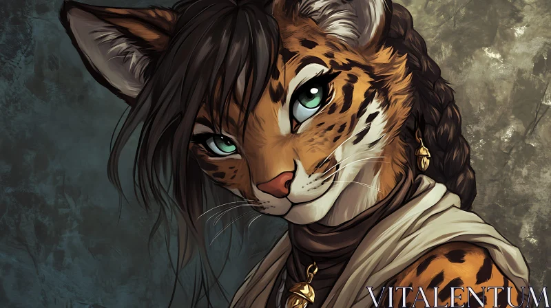 Elegant Feline Anthropomorphic Character AI Image