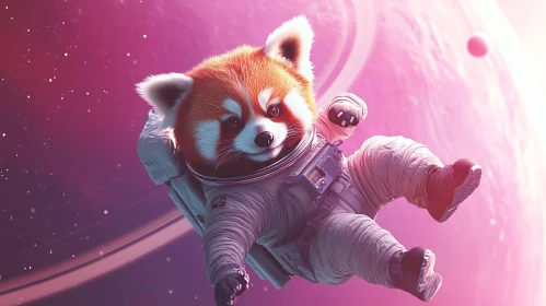 Space-Exploring Red Panda in Astronaut Gear