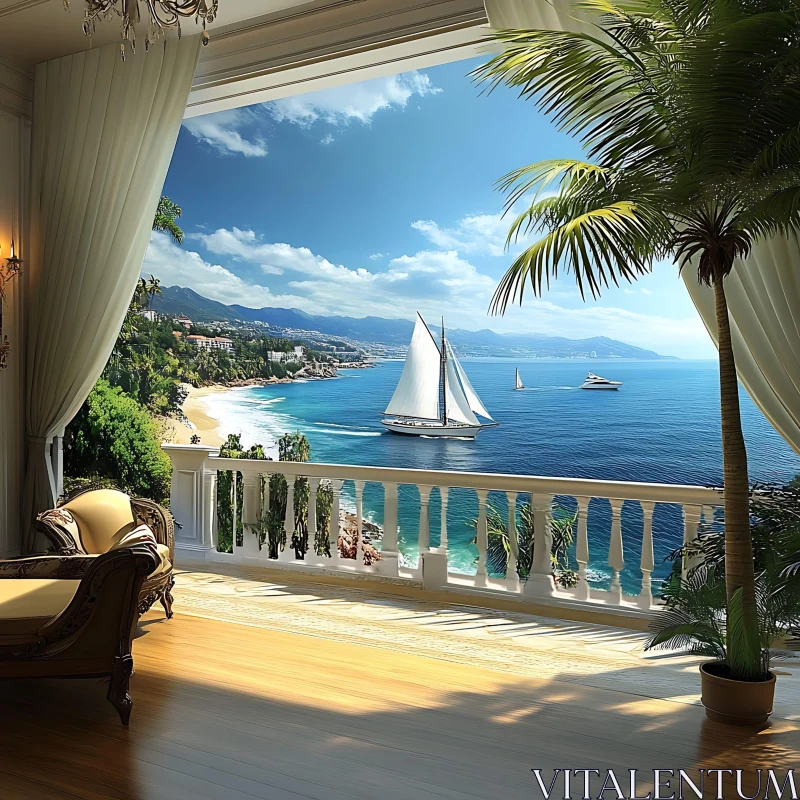 AI ART Peaceful Ocean View from Balcony