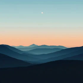 Layered Mountains Landscape Minimalist Art