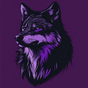 Purple Wolf Head Illustration