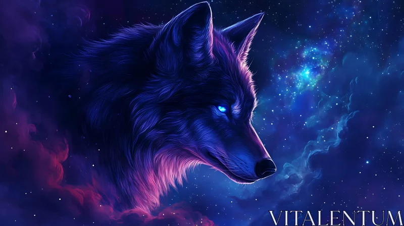 AI ART Wolf in Galactic Dreamscape