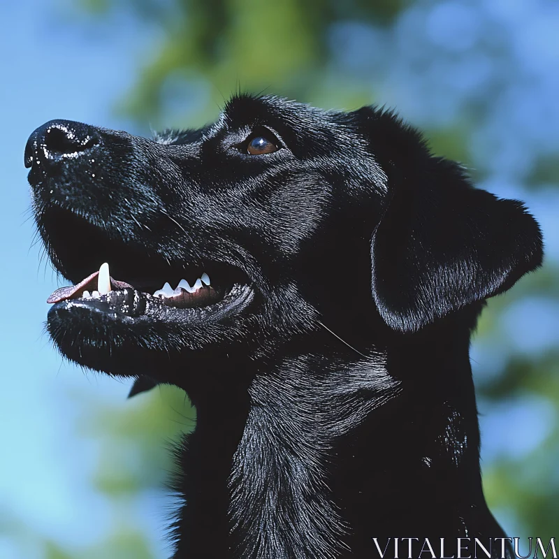 Glossy Black Dog in Nature AI Image