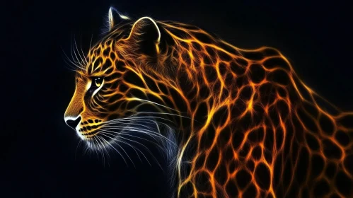 Leopard Fractal Illustration on Black Backdrop