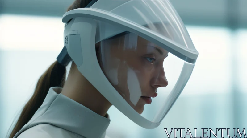 Enchanting Woman with Vision Visor and Helmet | Cinema4d Artwork AI Image