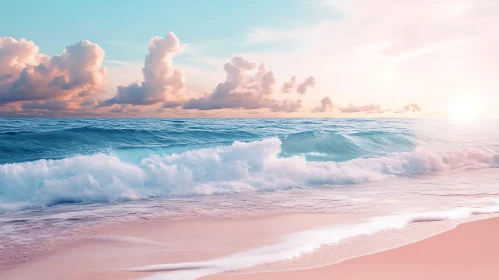 Pastel Seascape with Gentle Waves