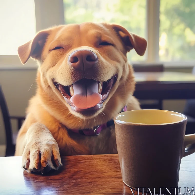 Happy Dog Enjoying Indoor Moment AI Image