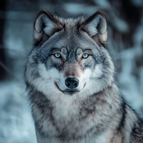Gray Wolf Face Close-Up