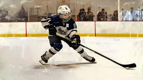 Dynamic Youth Hockey Player in Action on Ice Rink