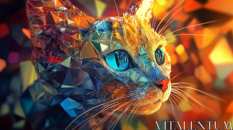 AI ART Geometric Cat Portrait