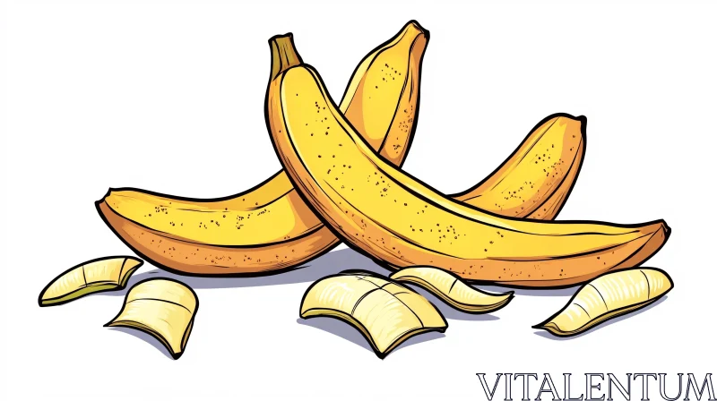 AI ART Vivid Yellow Banana Fruit Composition