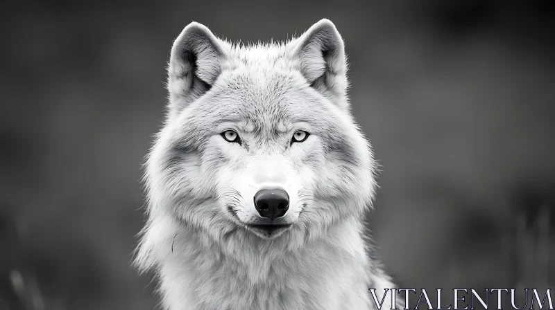 Wolf Portrait in Black and White AI Image