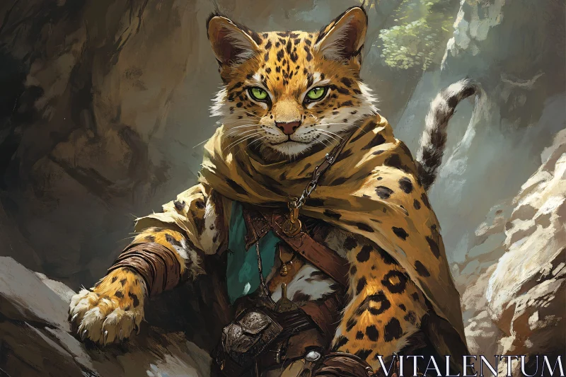 AI ART Spotted Cloak Warrior - Fantasy Character Illustration