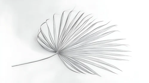 Minimalist Palm Leaf on White