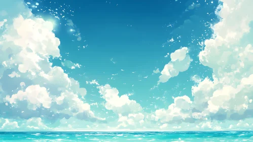 Turquoise Sea and Blue Sky Art