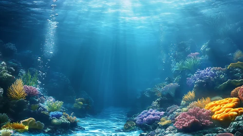 Underwater Coral Garden with Sunlight