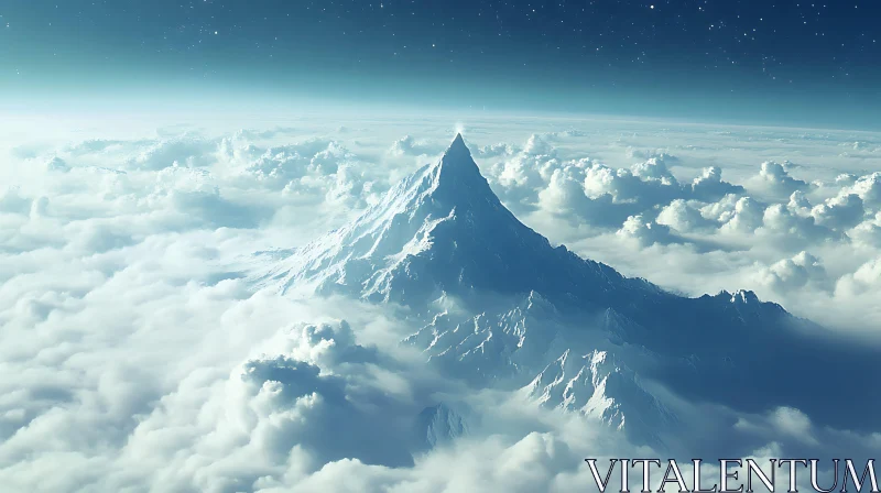 Snowy Mountain Cloudscape AI Image