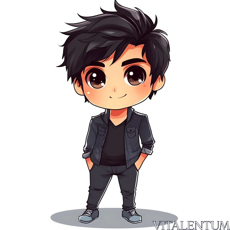 AI ART Cute Chibi Boy in Casual Outfit