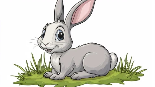 Grey Rabbit Cartoon Illustration