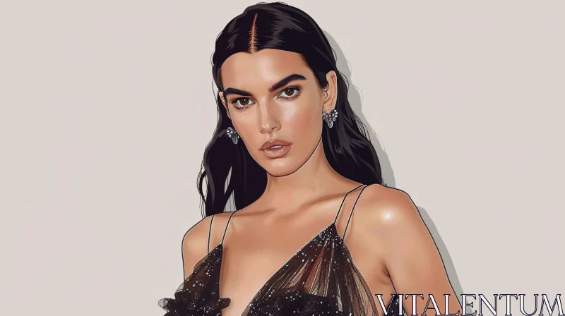 AI ART Elegant Illustration of Kendall Jenner