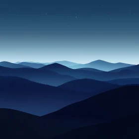 Blue Mountain Landscape with Stars