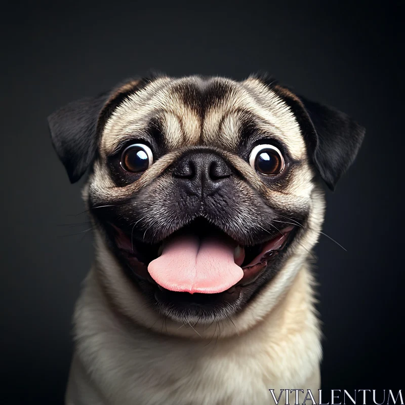 Happy Pug Close-up Photography AI Image