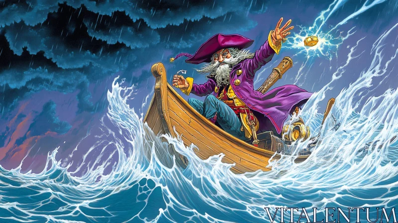 Magical Voyage Through a Sea Storm AI Image