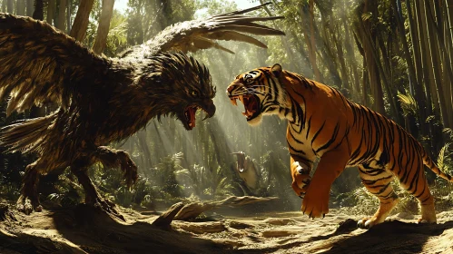 Jungle Face-Off: Eagle versus Tiger