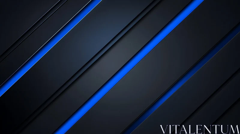 Modern Abstract Composition in Black and Blue AI Image