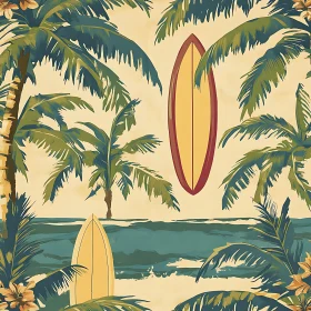 Palm Trees and Surfboards Ocean View