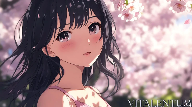 AI ART Serene Anime Girl in Spring Setting