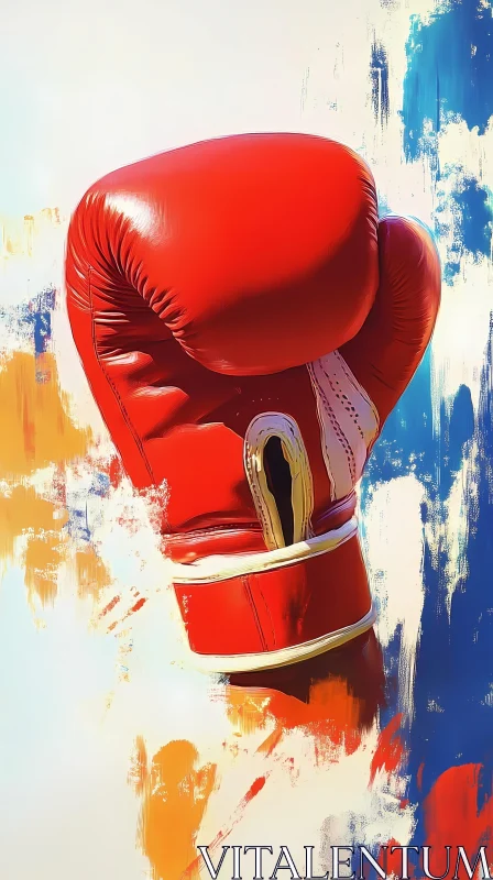 Red Boxing Glove Against Abstract Brushstrokes AI Generated Image AI Image