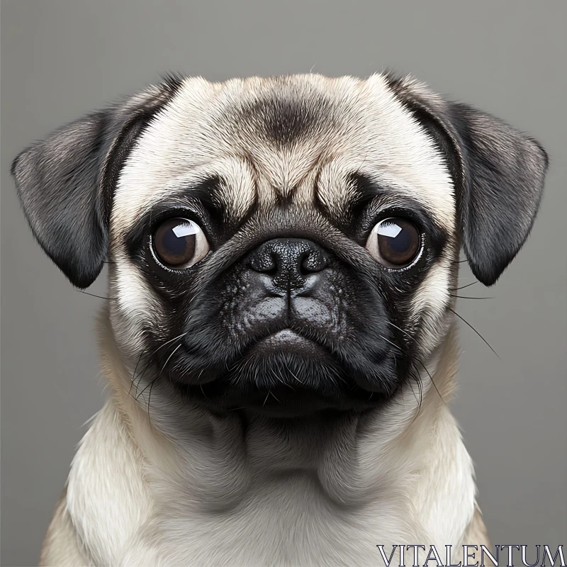 Adorable Pug Portrait AI Image