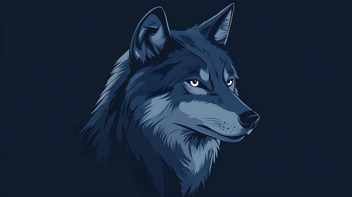 Stylized Wolf Head with Intense Gaze