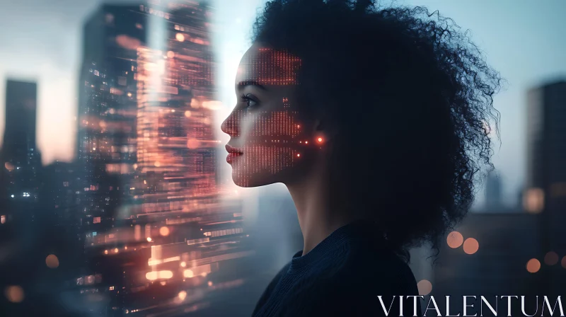 Woman and the City of the Future AI Image