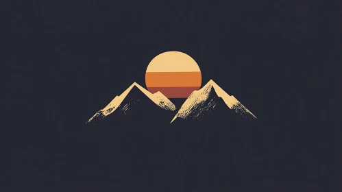 Serene Mountain Sunset Landscape Artwork