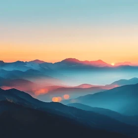 Peaceful Mountain Range at Sunrise