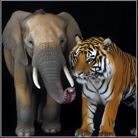 Wildlife Companions: Elephant and Tiger Together