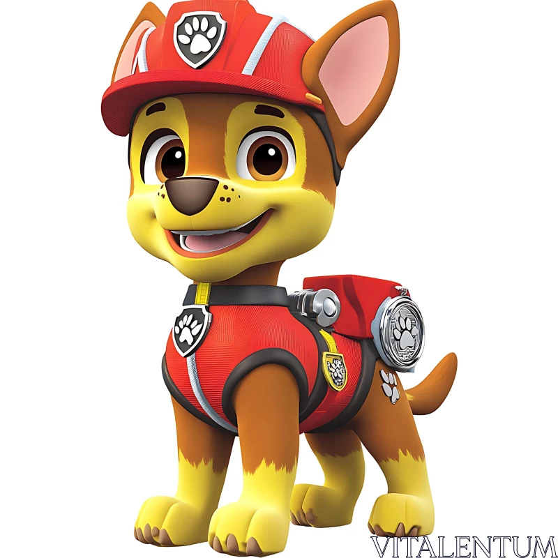 Friendly Cartoon Dog in Red Gear AI Image