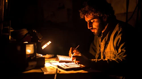 Man's Portrait in the Dark