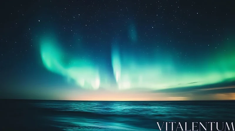 Northern Lights Sea Reflection AI Image