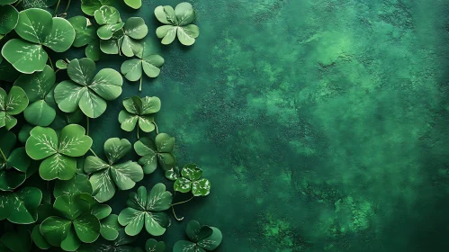 Four Leaf Clovers on Green Texture