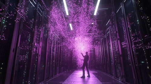 Server Room with Purple Light