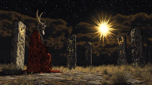 Ancient Monoliths and the Red-Robed Figure